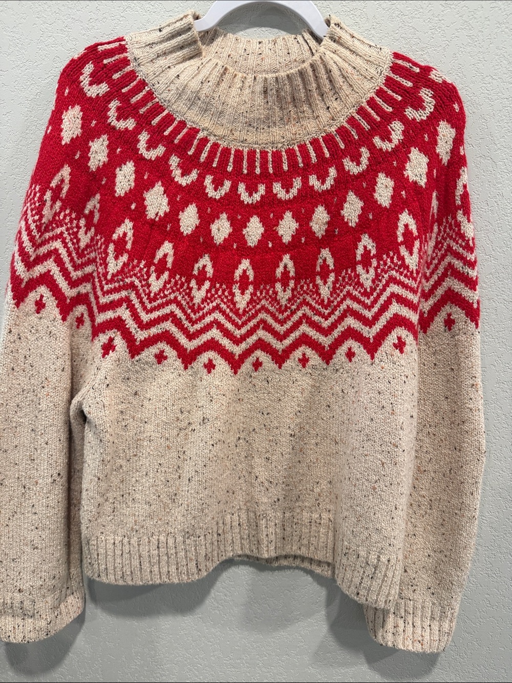 Old Navy Red and Cream Fair Isle Sweater